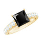 Certified 1 Carat Lab Grown Black Diamond Princess Cut Engagement Ring with Moissanite