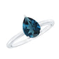 1 Carat Pear Shape London Blue Topaz Single Stone Engagement Ring
