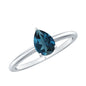 0.7 Carat Pear Shaped London Blue Topaz Solitaire Ring