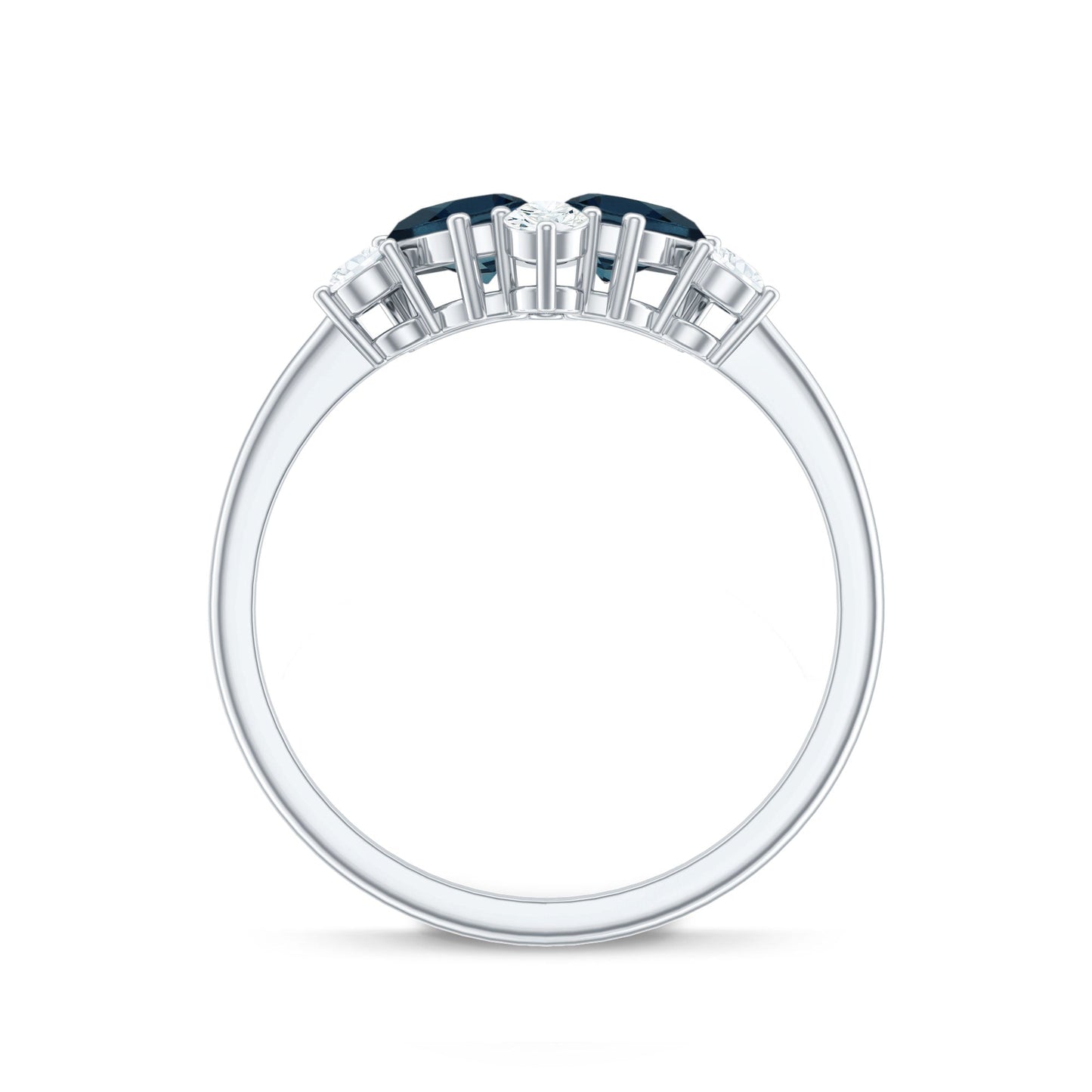 Genuine London Blue Topaz and Diamond 2 Stone Promise Ring