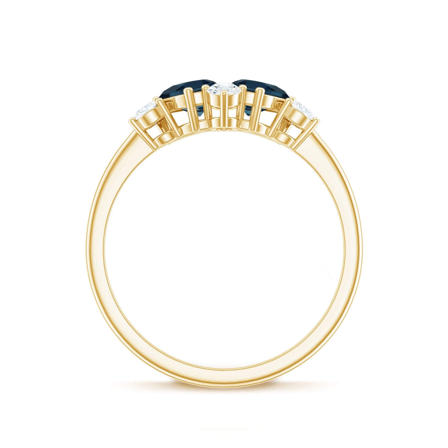 Genuine London Blue Topaz and Diamond 2 Stone Promise Ring