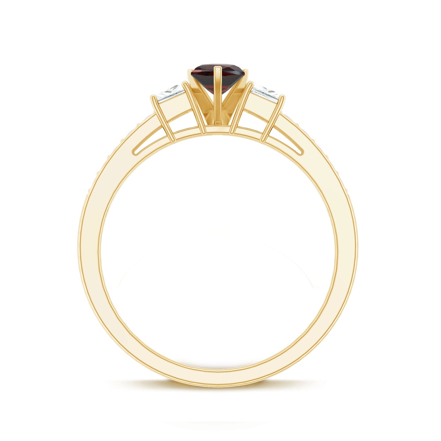 Natural Garnet Heart Shaped Promise Ring with Diamond