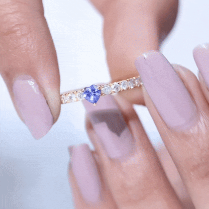 Natural Tanzanite Heart Proposal Ring with Diamond