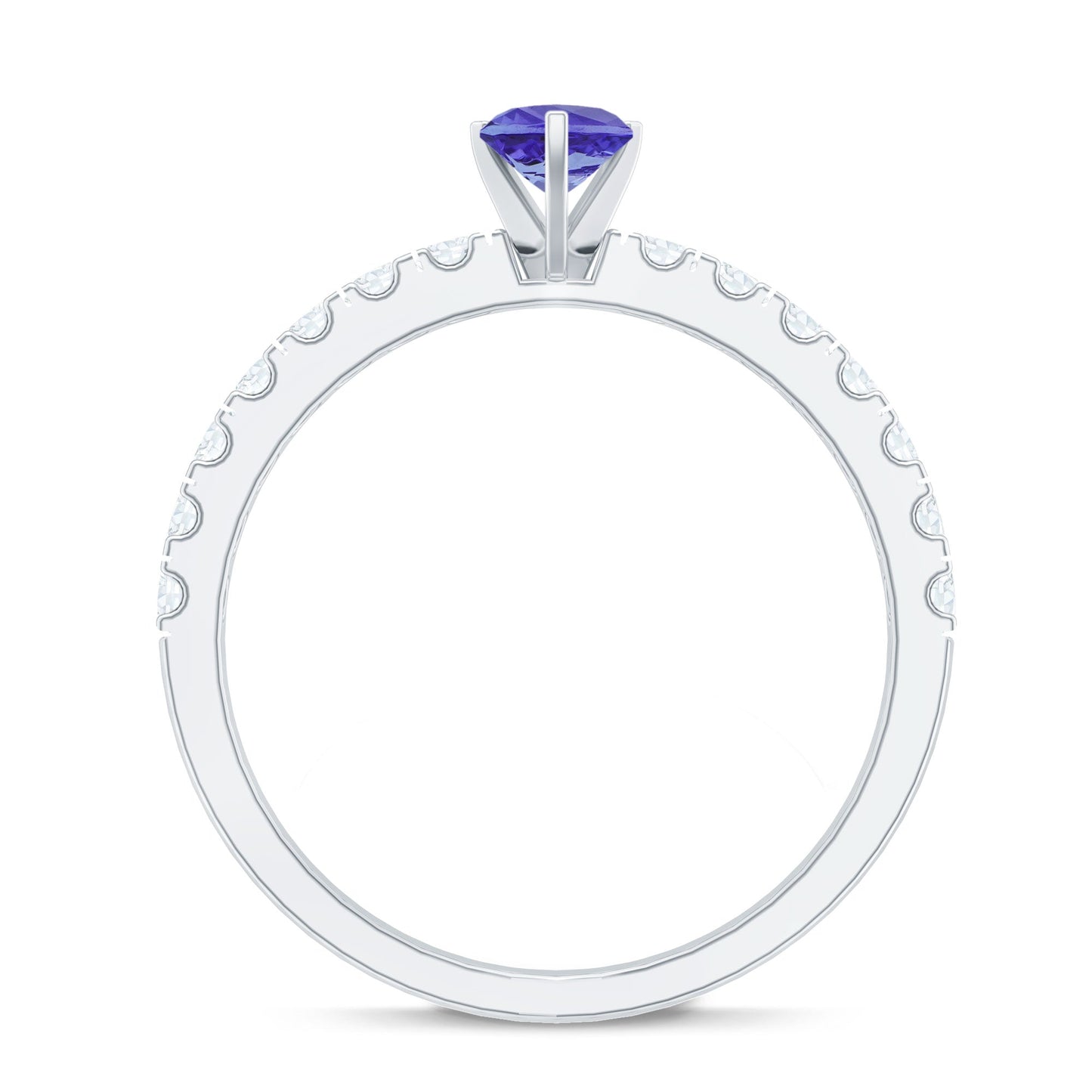 Natural Tanzanite Heart Proposal Ring with Diamond