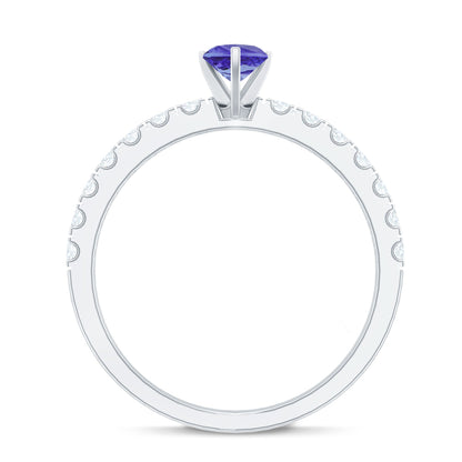 Natural Tanzanite Heart Proposal Ring with Diamond