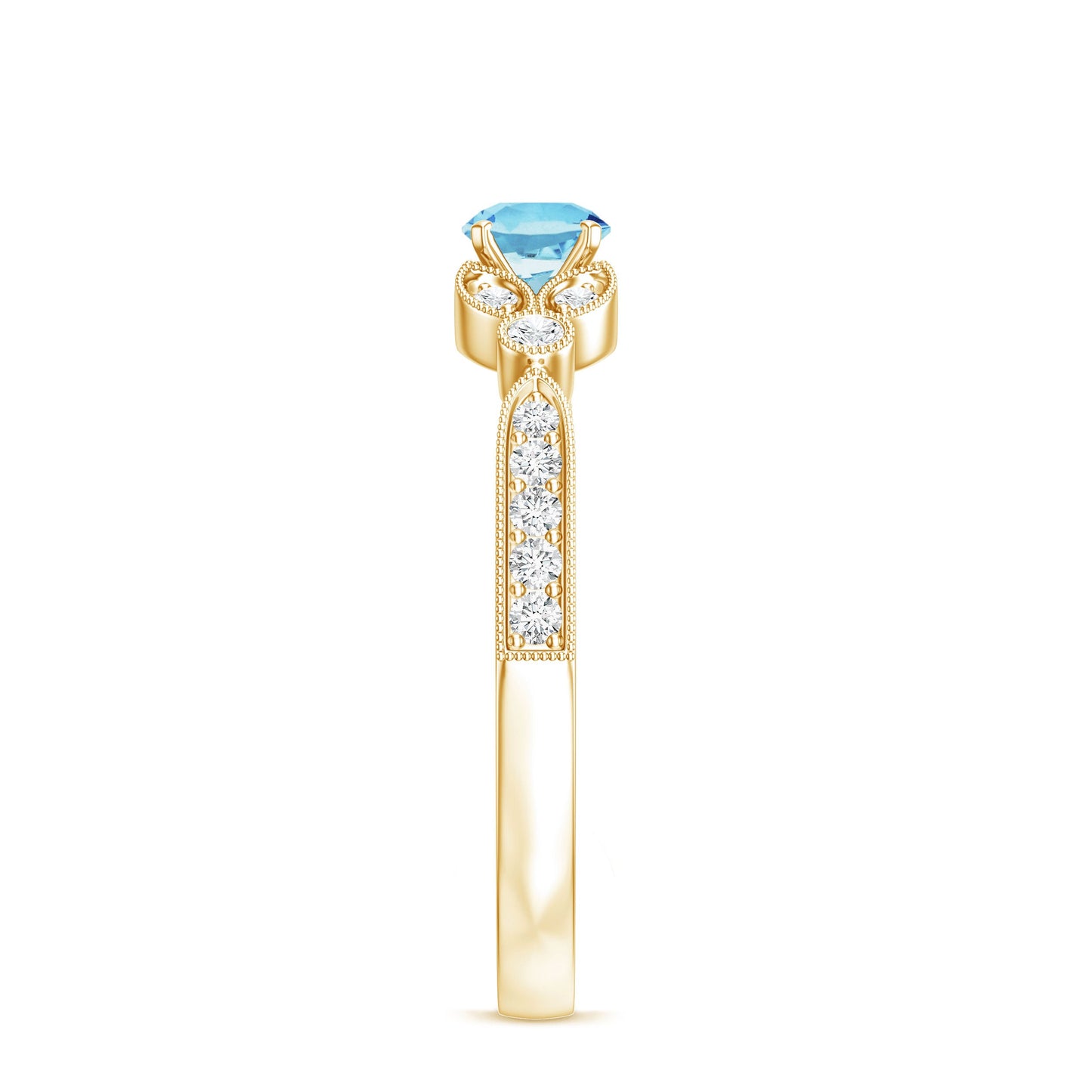 Natural Aquamarine Diamond Engagement Ring With Certificate