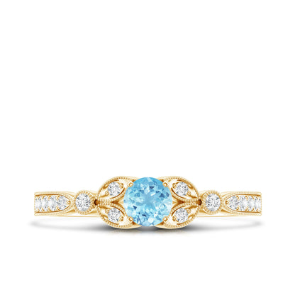 Natural Aquamarine Diamond Engagement Ring With Certificate