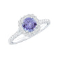 Genuine Tanzanite Halo Engagement Ring with Diamond