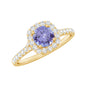 Genuine Tanzanite Halo Engagement Ring with Diamond