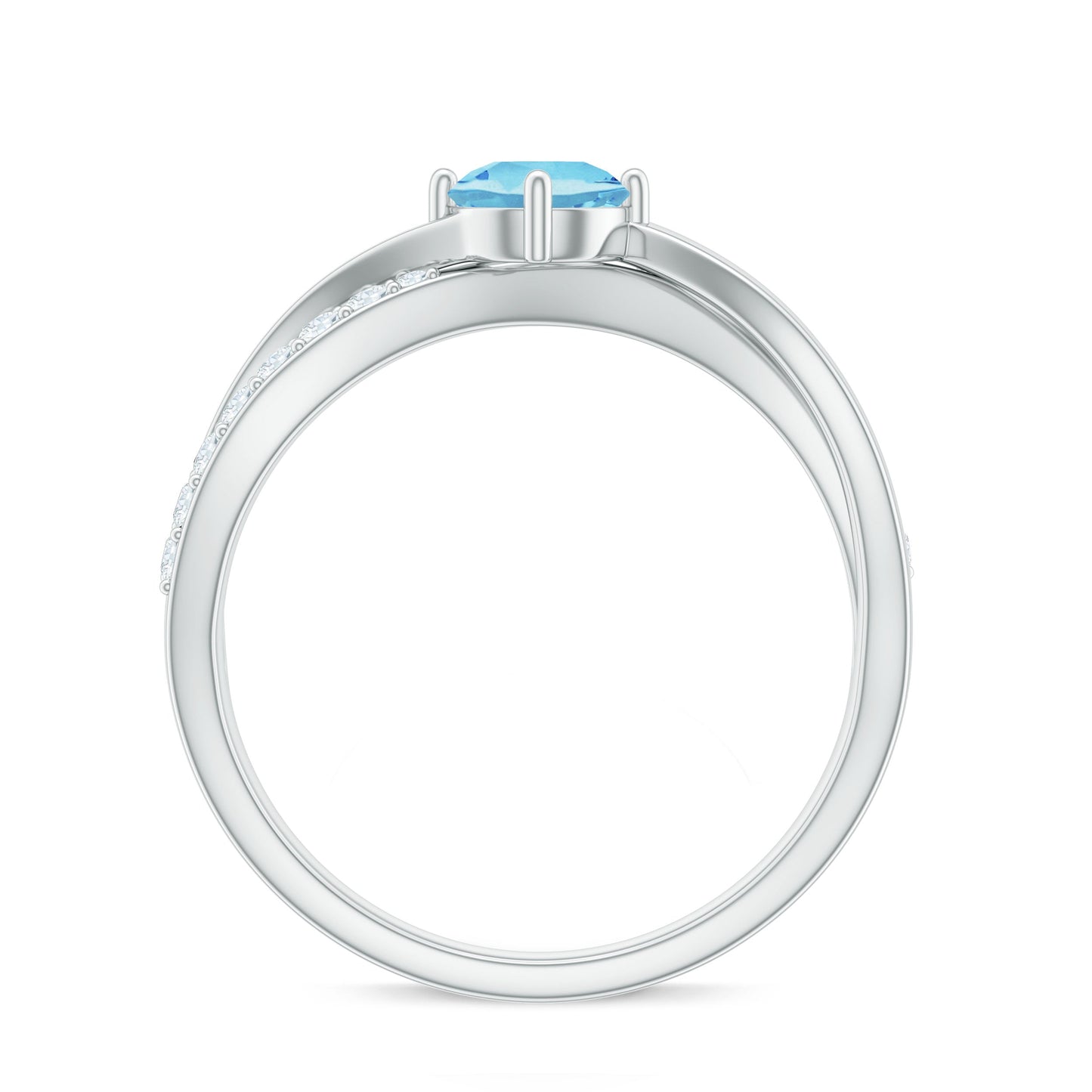 Genuine Aquamarine Engagement Ring with Diamond Infinity Shank