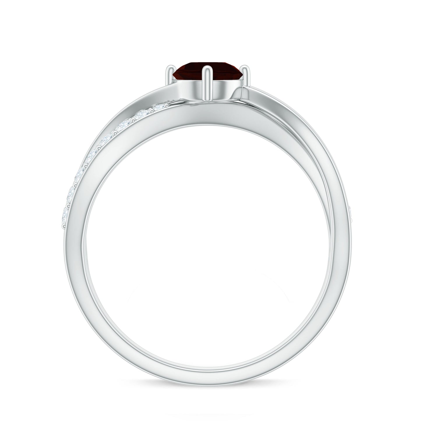 Natural Garnet Engagement Ring with Diamond Infinity Shank