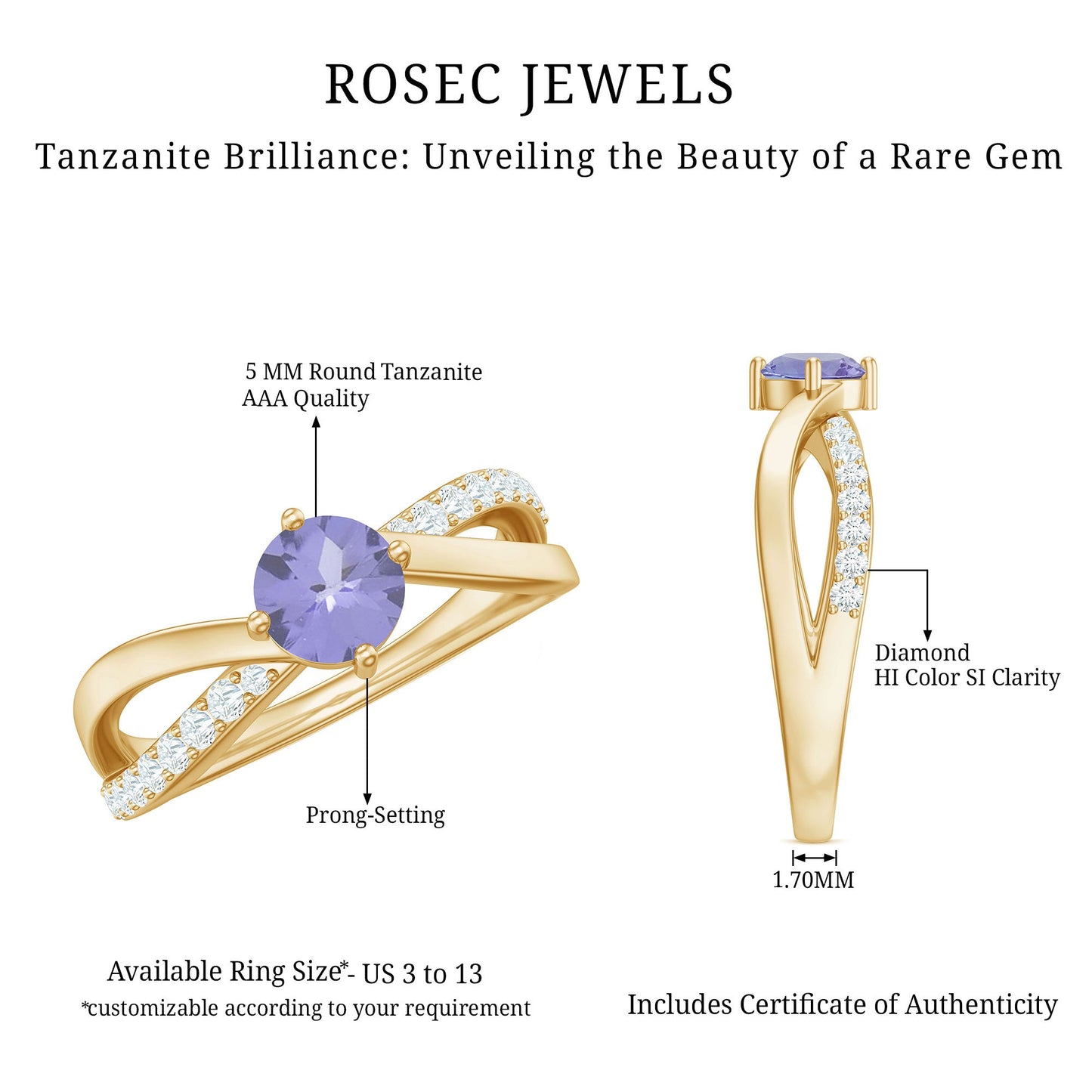 Certified Tanzanite Infinity Proposal Ring with Diamond