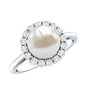 Real 7.4 Carat Freshwater Pearl Engagement Ring with Diamond Halo
