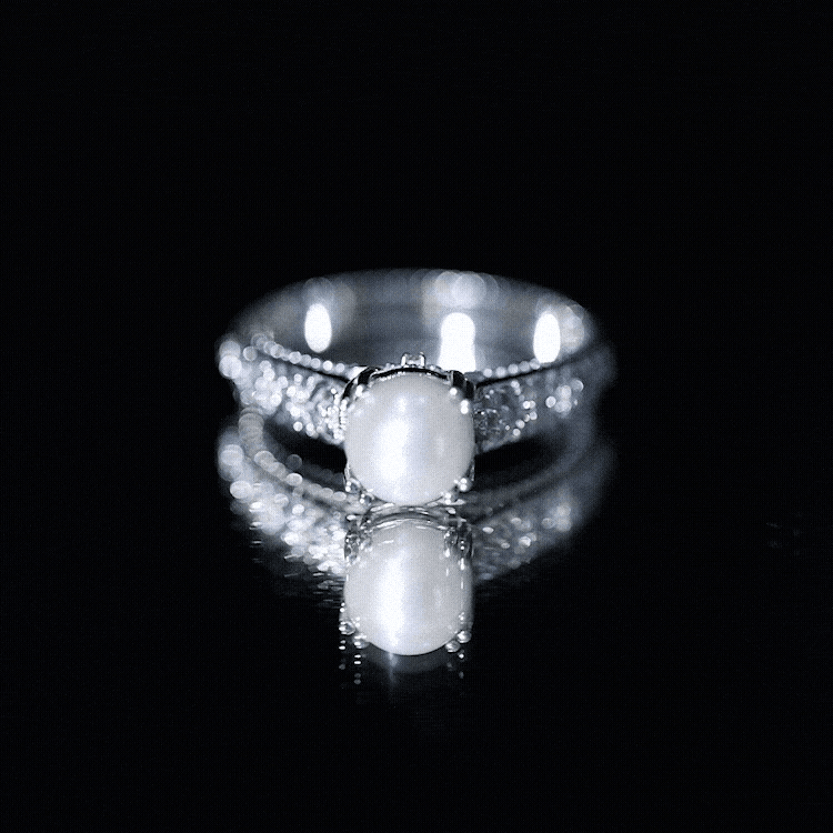 Nature Inspired 7.4 Carat Freshwater Pearl Diamond Engagement Ring