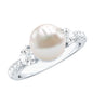 Cultured 7.4 Carat Freshwater Pearl Engagement Ring with Moissanite