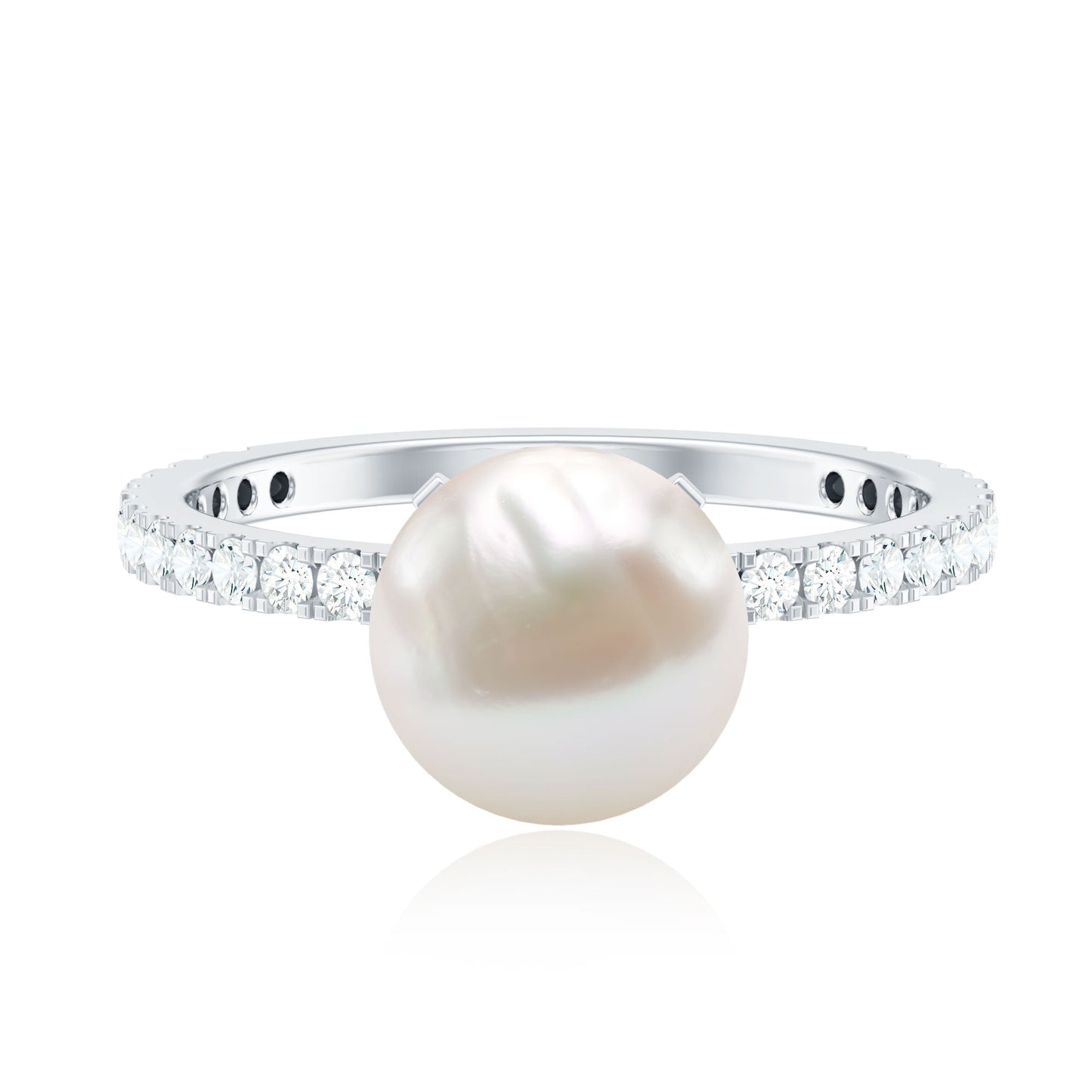 7.4 Carat Freshwater Pearl Solitaire Engagement Ring with Diamond