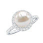 Cultured 7.4 Carat Freshwater Pearl Diamond Engagement Ring with Halo