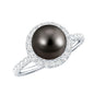 Halo Engagement Ring with Tahitian Pearl and Diamond