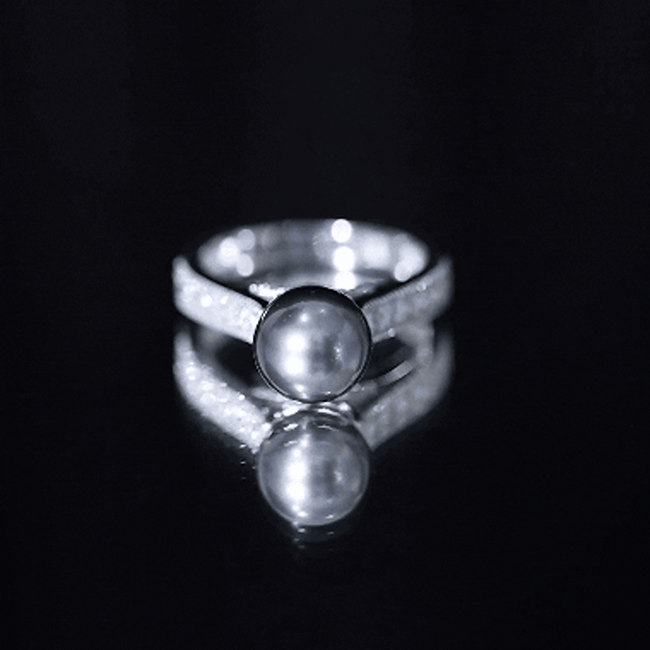 Natural Tahitian Pearl Cathedral Engagement Ring with Diamond Side Stones