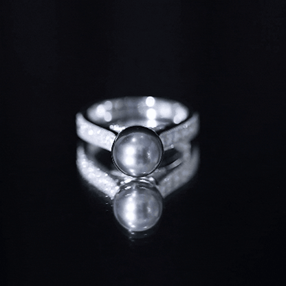 Natural Tahitian Pearl Cathedral Engagement Ring with Diamond Side Stones