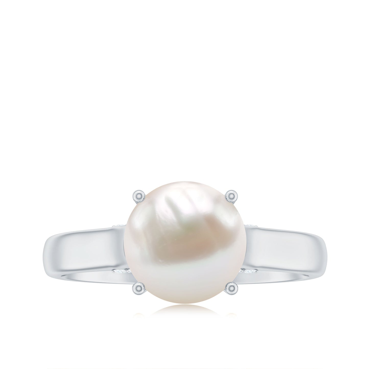 Freshwater Pearl Solitaire with Diamond Ring
