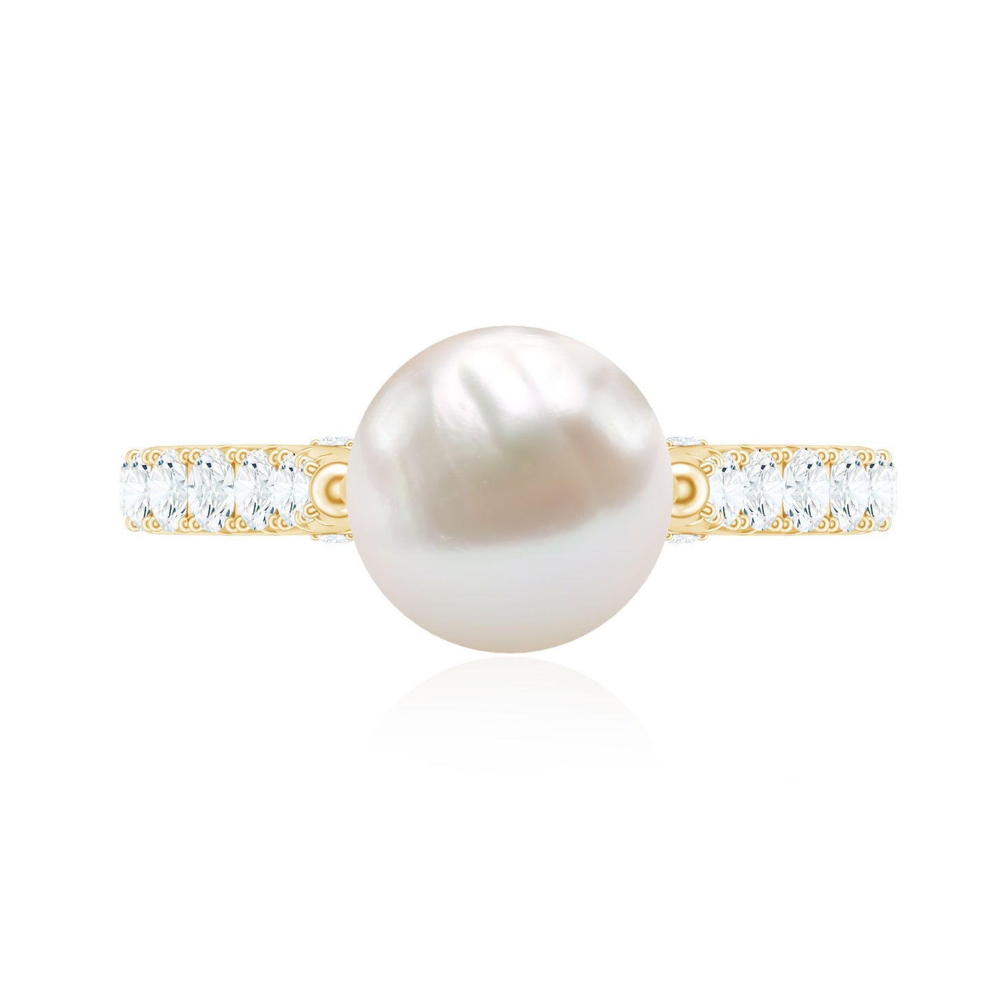 Cultured 7.4 Carat Freshwater Pearl Engagement Ring with Diamond