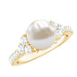 Natural 7.4 Carat Freshwater Pearl Engagement Ring with Diamond