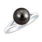 7.5 Carat Genuine Tahitian Black Pearl Cathedral Engagement Ring with Split Shank