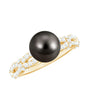 7.5 Carat Genuine Black Pearl and Diamond Engagement Ring