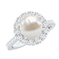 Genuine 7.4 Carat Freshwater Pearl Engagement Ring with Moissanite Halo