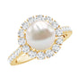 Genuine 7.4 Carat Freshwater Pearl Engagement Ring with Moissanite Halo