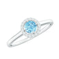 Genuine Aquamarine Promise Ring with Diamond Halo