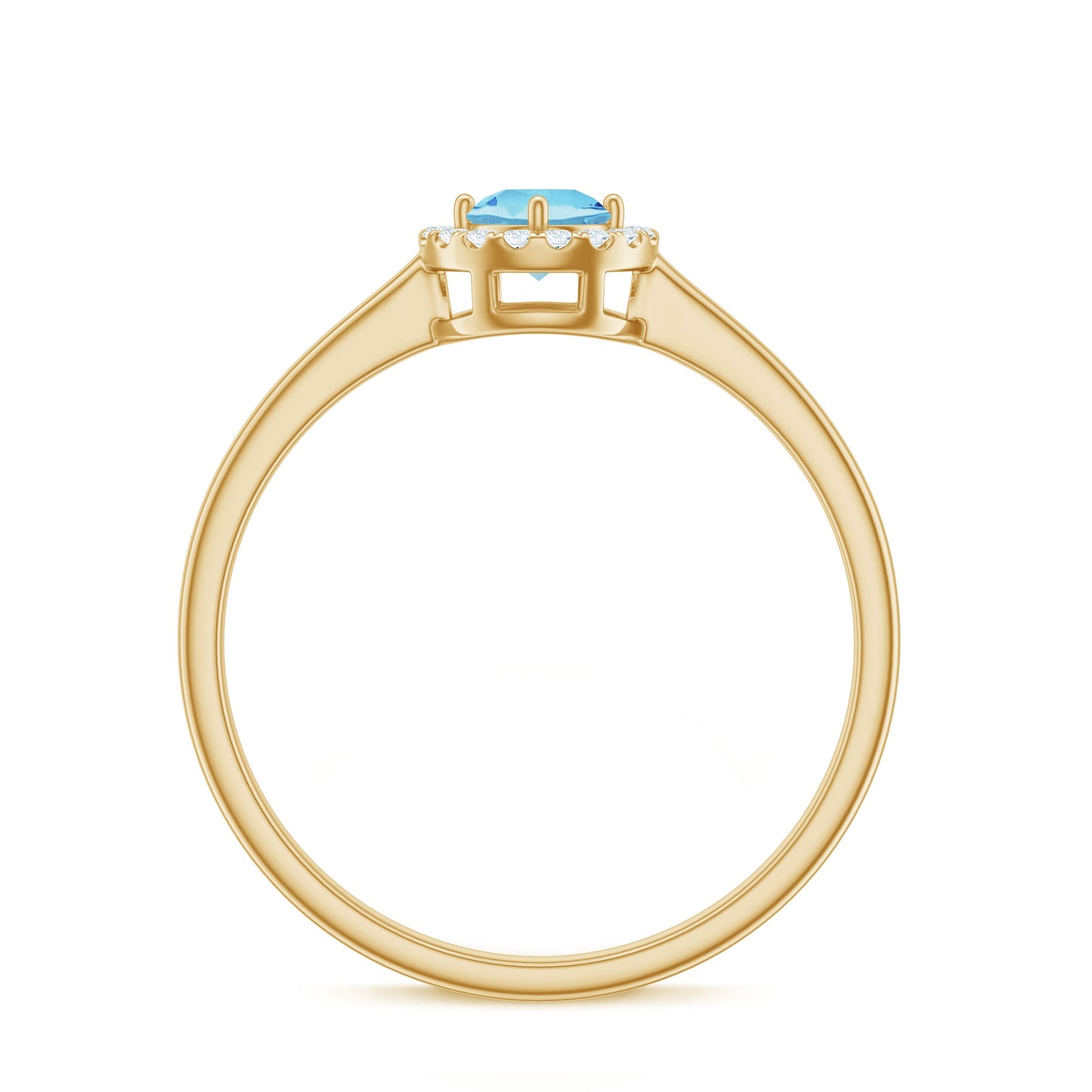 Genuine Aquamarine Promise Ring with Diamond Halo