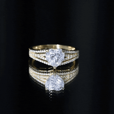 2 Carat Moissanite Heart Designer Engagement Ring with Split Shank