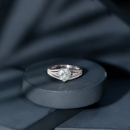 2 Carat Moissanite Heart Designer Engagement Ring with Split Shank