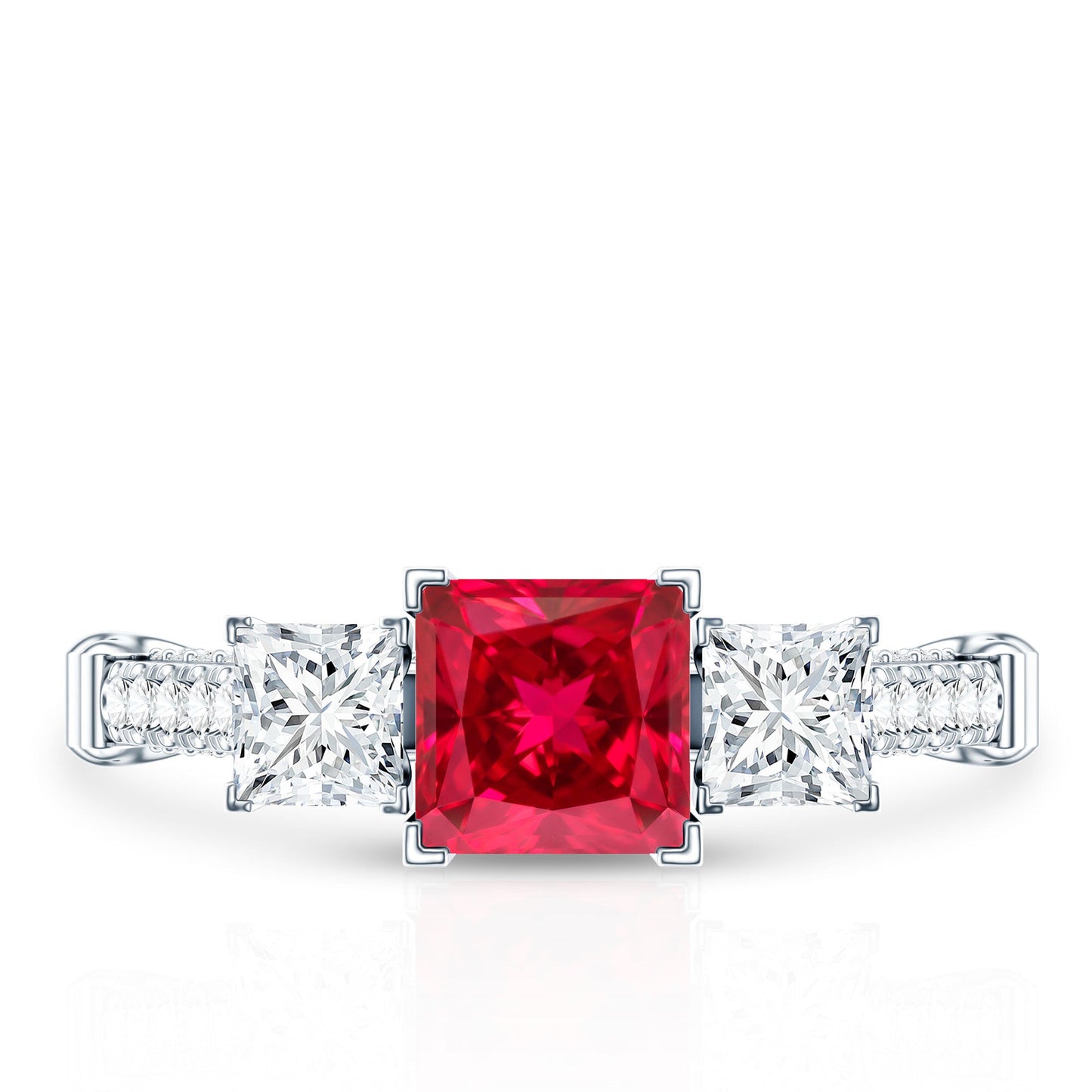 Lab Grown Ruby Vintage Looking Engagement Ring With Certificate