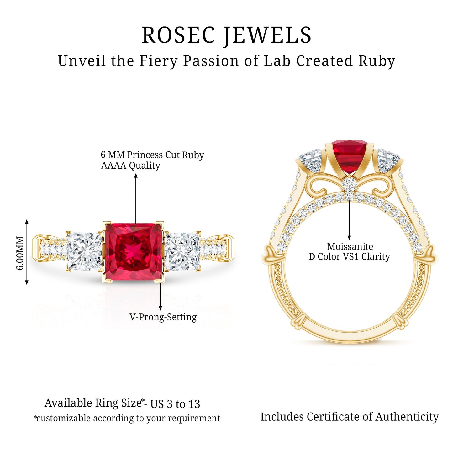 Lab Grown Ruby Vintage Looking Engagement Ring With Certificate