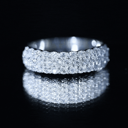 Diamond 3 Row Wide Wedding Band Ring