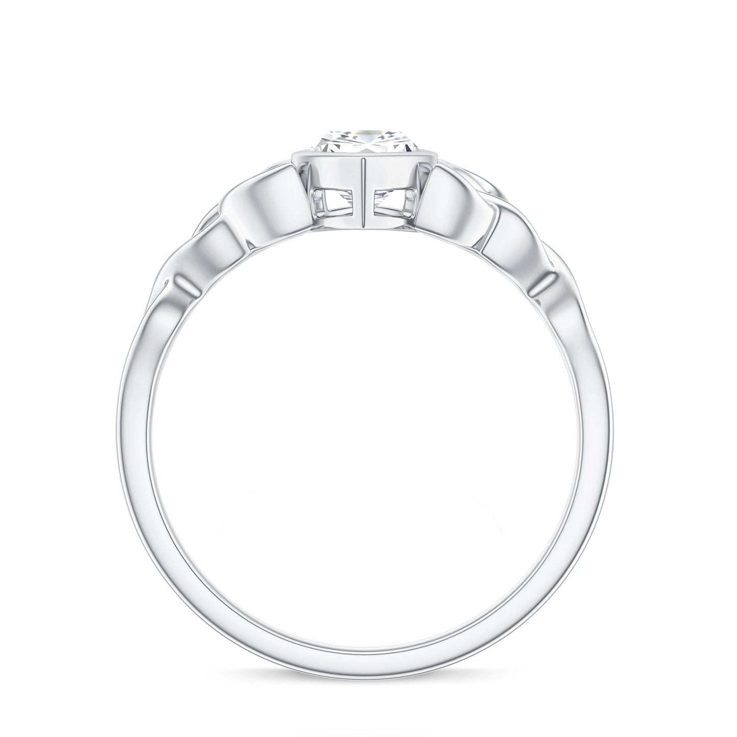Moissanite 1 Carat Marquise Cut Engagement Ring in Bezel Setting