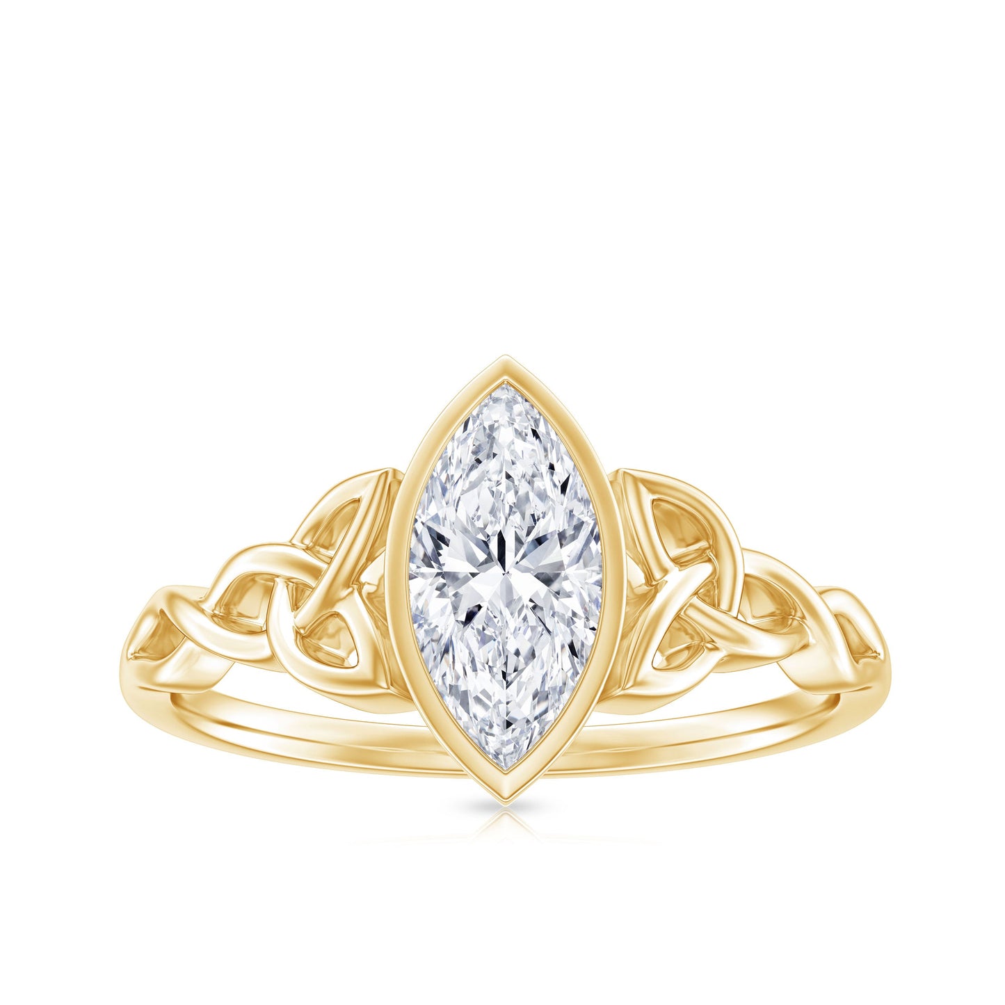 Moissanite 1 Carat Marquise Cut Engagement Ring in Bezel Setting