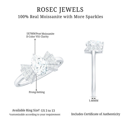 Pear Shaped Moissanite Designer Engagement Ring