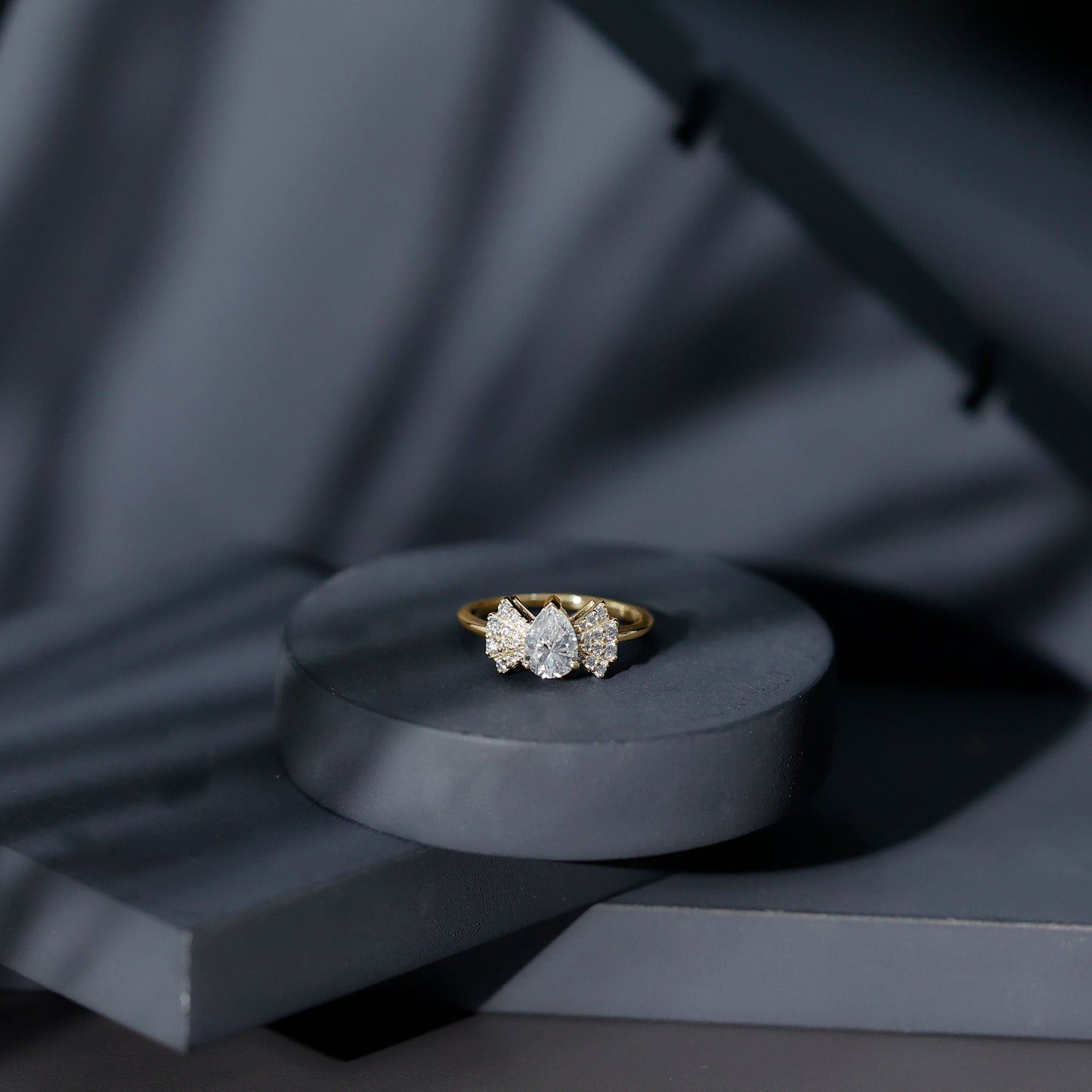 Pear Shaped Moissanite Designer Engagement Ring