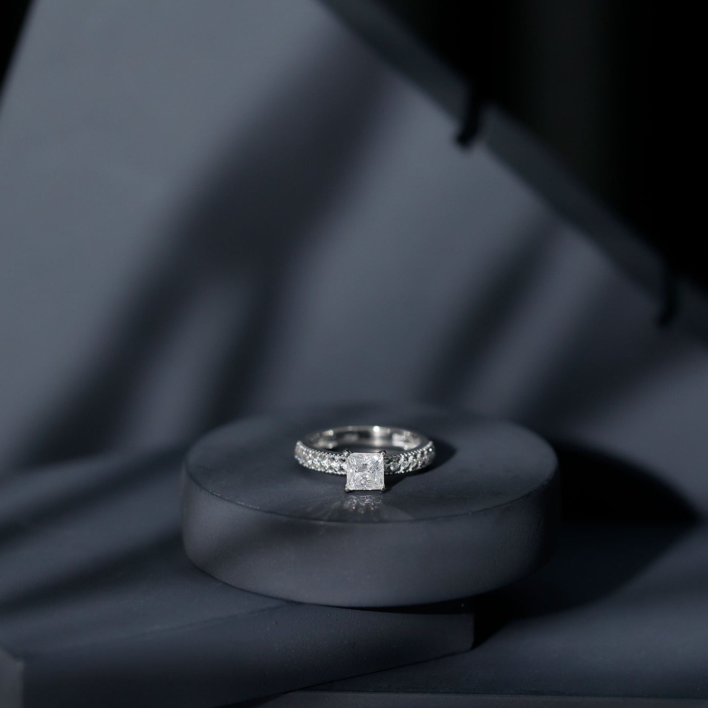 Moissanite Solitaire Engagement Ring with Princess Cut