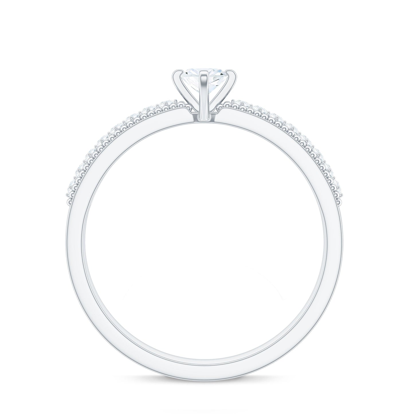 Certified Marquise Cut Moissanite Vintage Solitaire Ring with Side Stones