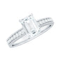 1.8 Carat Emerald Cut Moissanite Solitaire Engagement Ring with Beaded Details
