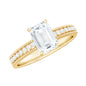 1.8 Carat Emerald Cut Moissanite Solitaire Engagement Ring with Beaded Details