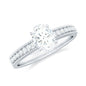 0.9 Carat Oval Cut Moissanite Solitaire Beaded Engagement Ring