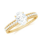 0.9 Carat Oval Cut Moissanite Solitaire Beaded Engagement Ring