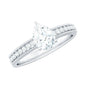 Pear Shaped Moissanite Solitaire Engagement Ring with Beaded Design
