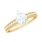 Pear Shaped Moissanite Solitaire Engagement Ring with Beaded Design